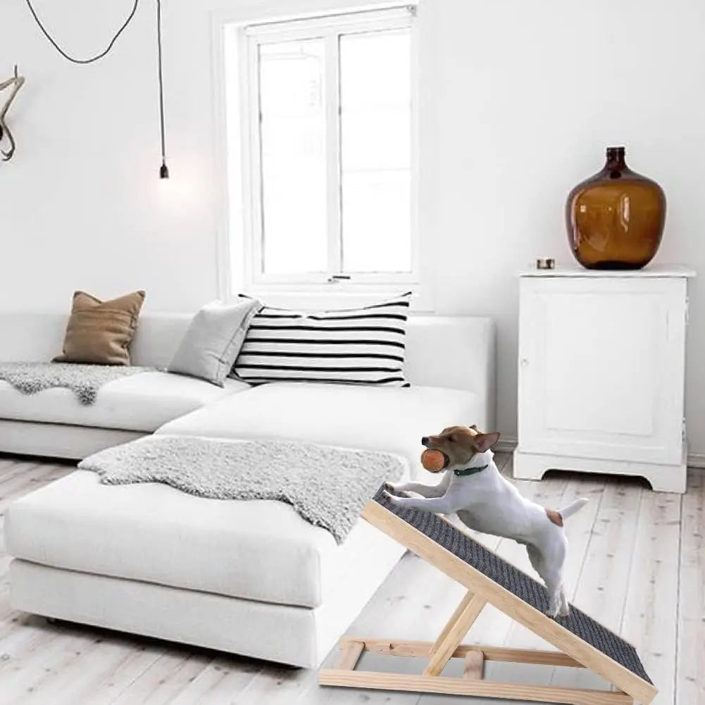 Wooden Pet Dog Safety Ramp Ladder Lightweight Folding Portable Anti-skid Adjustable 2 Height Climbing Ladder for Dogs and Cats