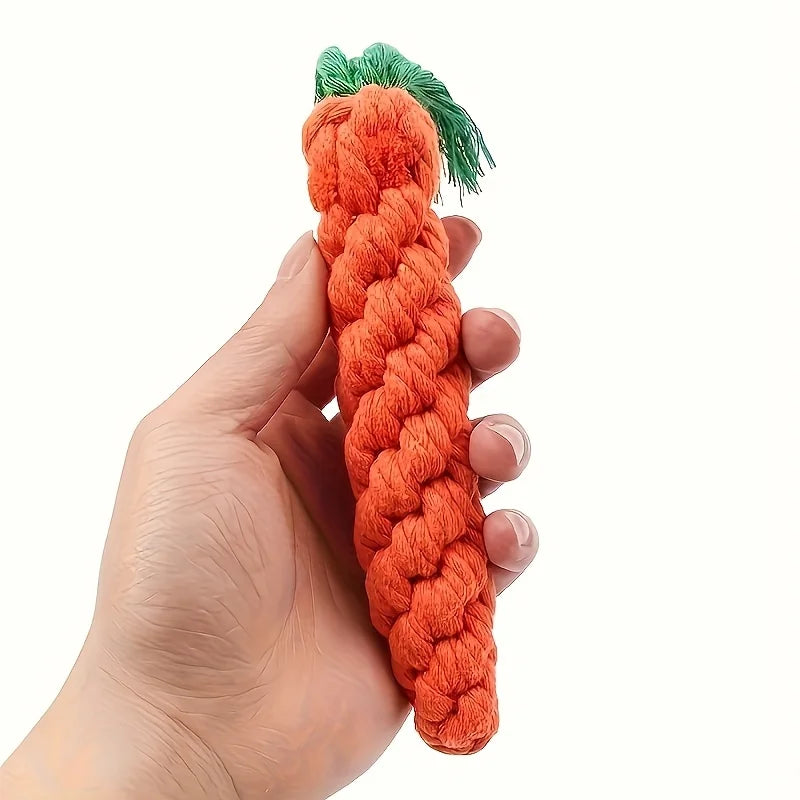 3pcs Carrot-Shaped Dog Chew Toys, Durable Polyester, Interactive