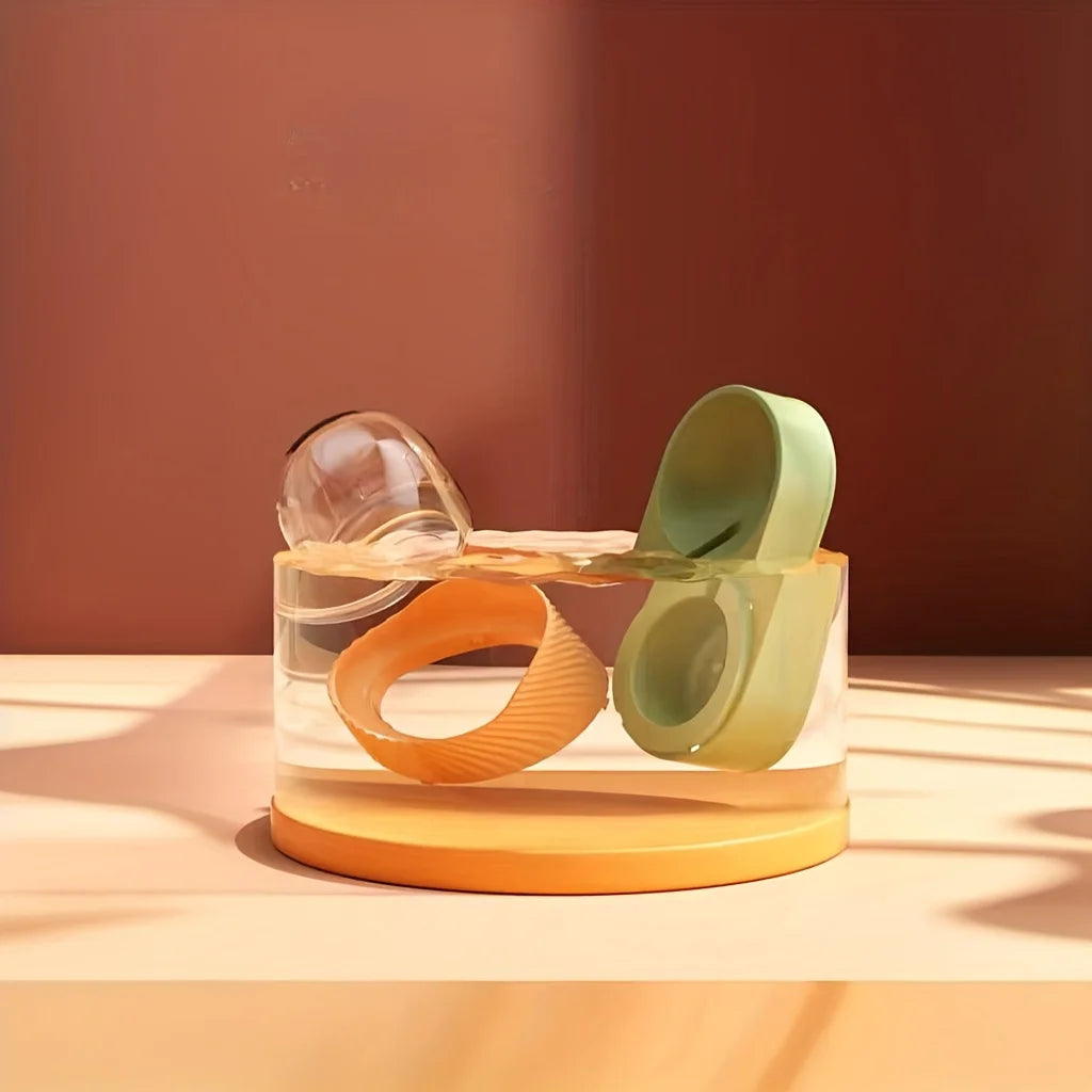 2-in-1 Automatic Cat Feeder & Water Dispenser, Anti-Slip Slow-Fall Food Bowl, Durable Easy-Clean Pet Feeder, No Battery Needed