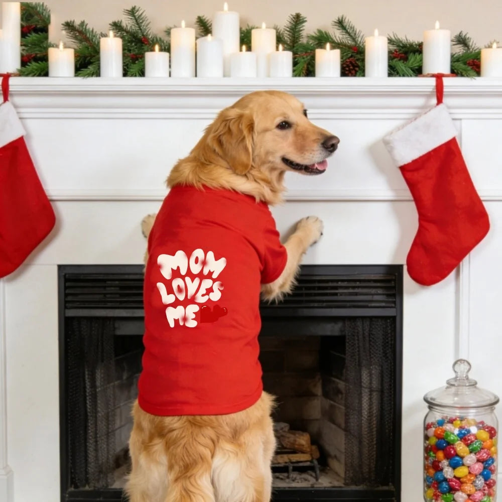 1pc MOM LOVES ME printed pet T-shirt, short sleeved, Dogs & Cats