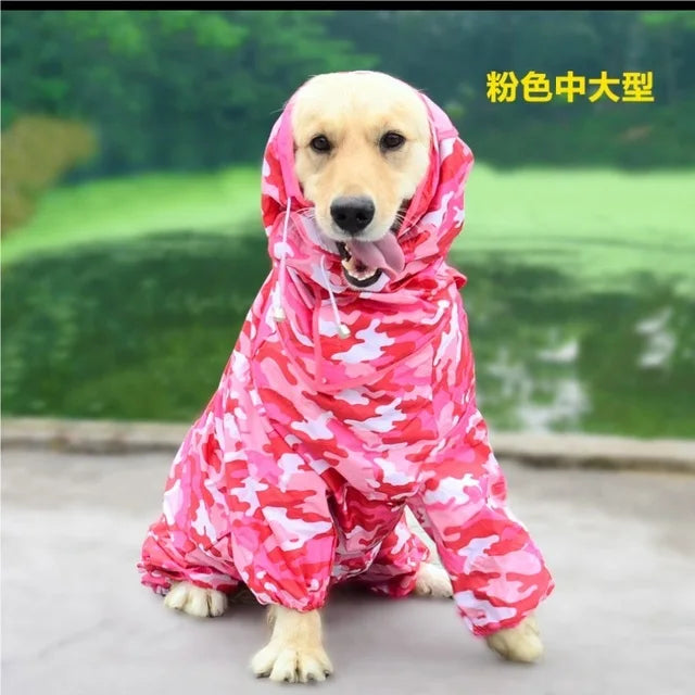 Medium - Large Dog Raincoat, Waterproof, Four Corner Hooded Jacket Poncho