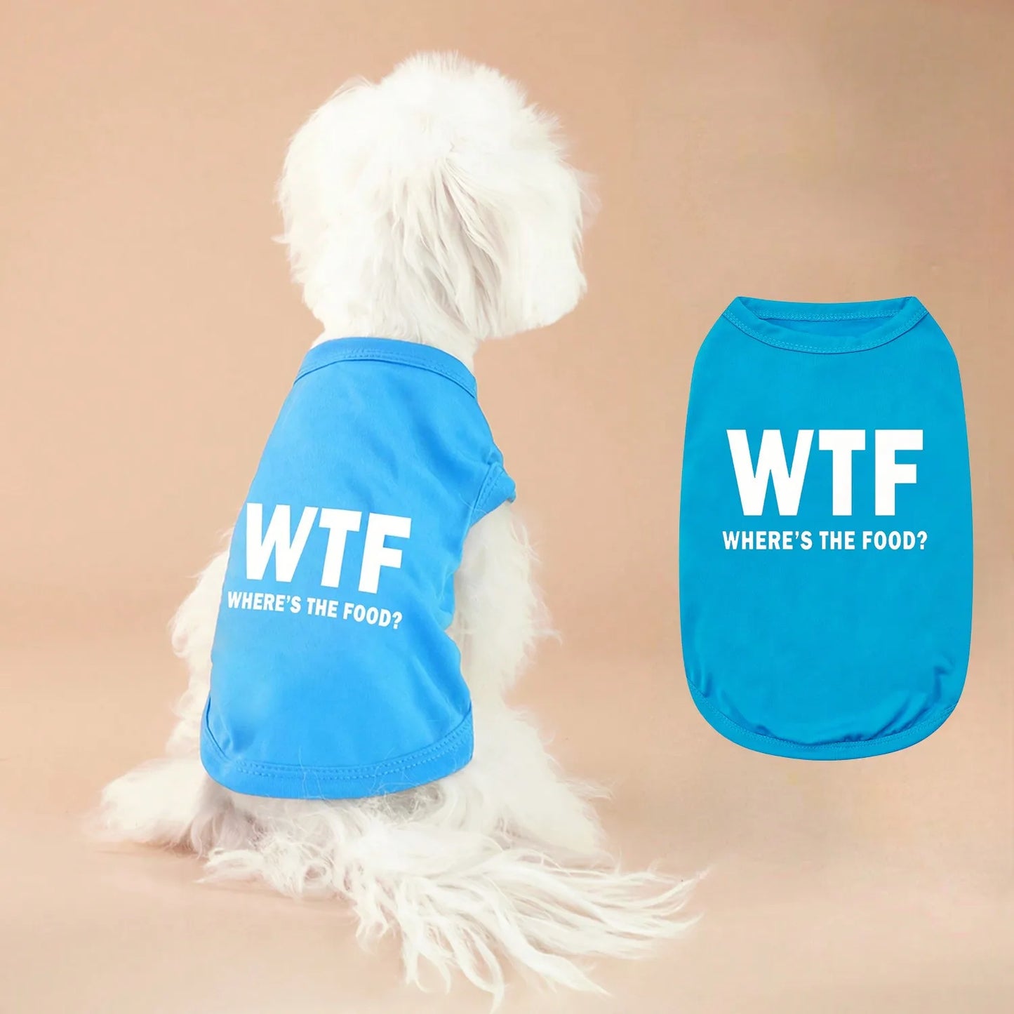 1pc Letter Print Dog Vest Tank Top, Featuring A Playful 'Where's The Food' Back Print