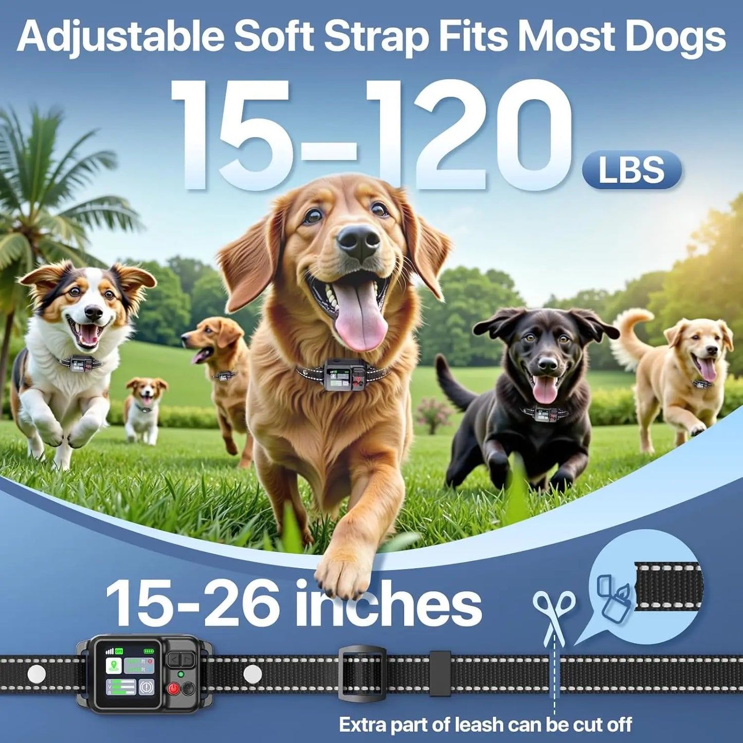 GPS Wireless Dog Fence, Invisible Electric Fence for Dogs, 49-6561ft Range, 3 Training Modes, Rechargeable & Waterproof