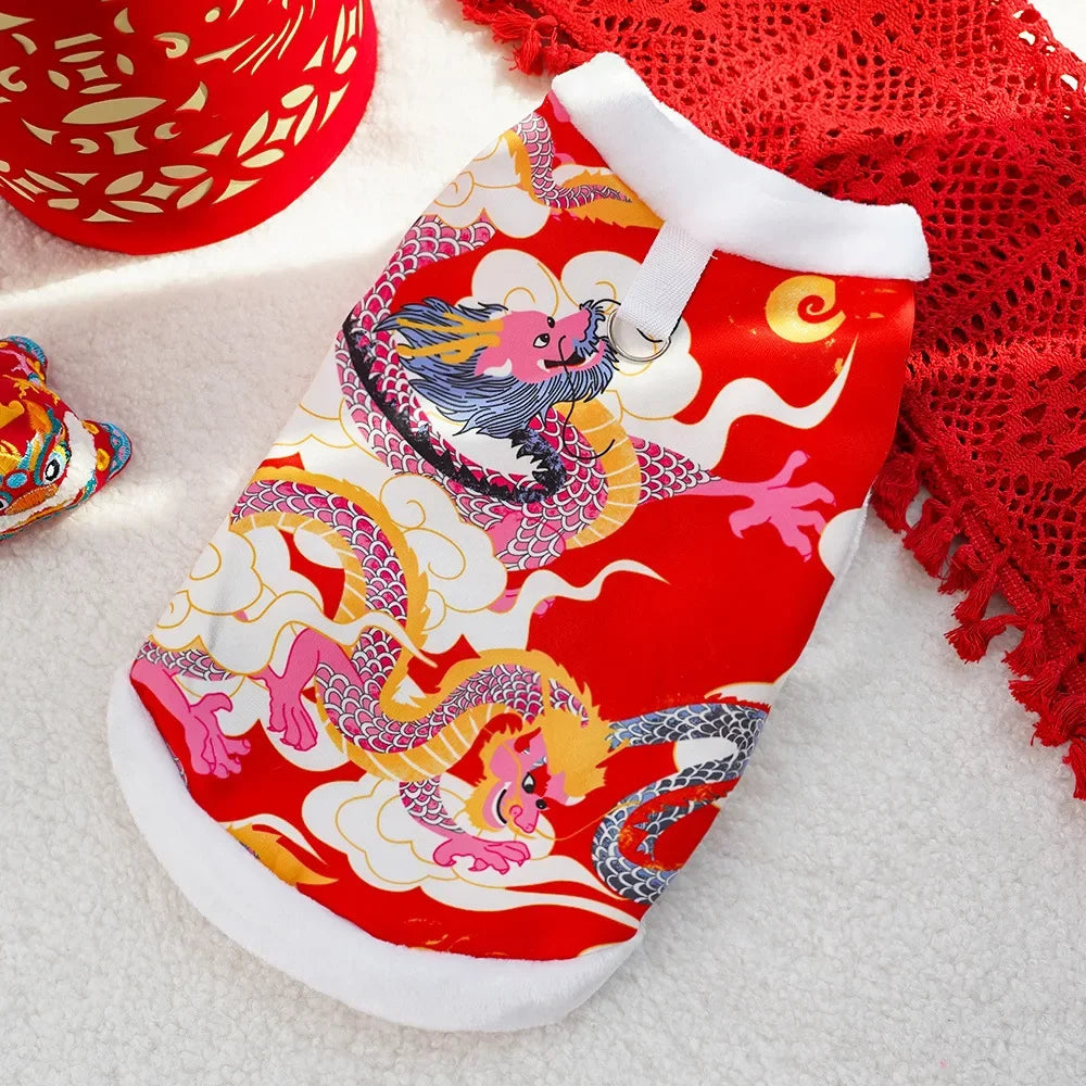 Dog Dragon Robe, Winter Warm Christmas Vest / Coat for Cats and Dogs