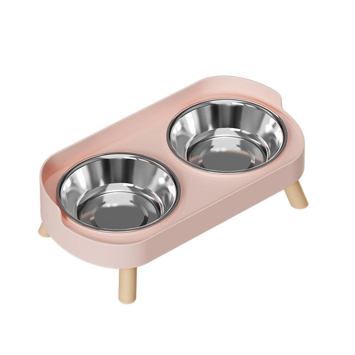 Pet double bowl feeder, adjustable height, cat and dog water dispenser