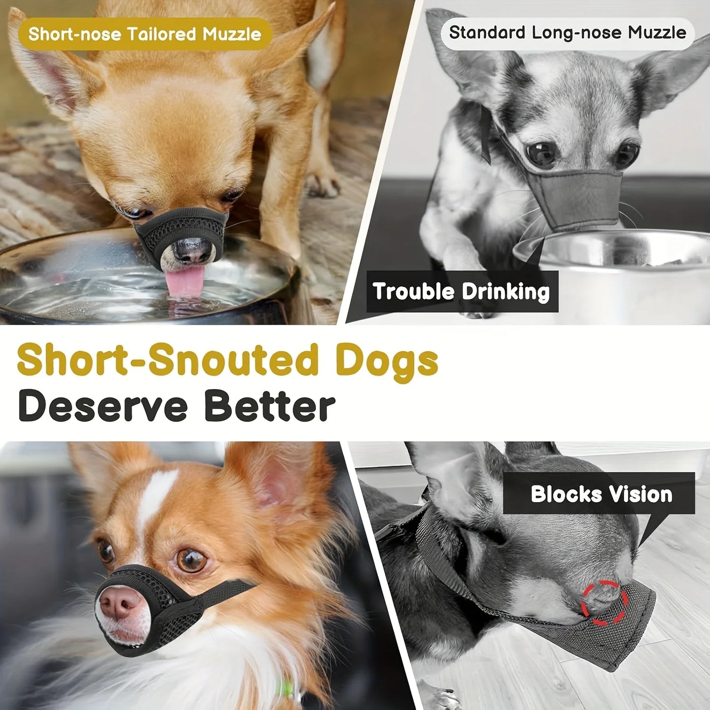 Mesh Muzzle For Short Snout And Small - Medium Dogs, Anti-Biting