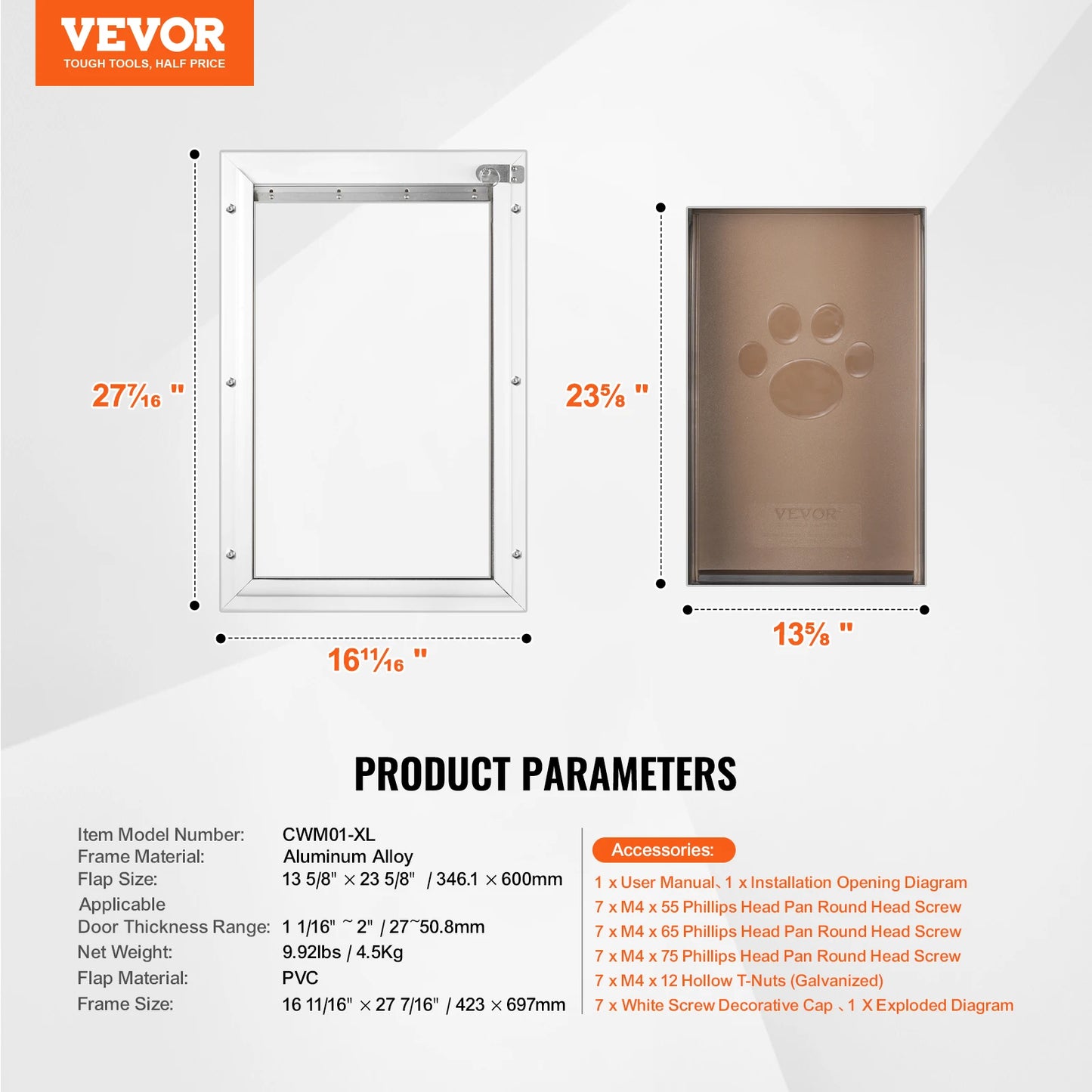SucceBuy Pet Door Aluminum Frame with Lock and Flap System Weatherproof Doggy Door Easy to Install in Interior or Exterior Doors