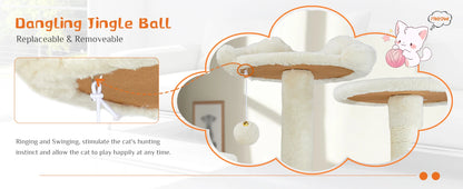 54in Tall Multi-Level Cat Tree Tower for Indoor Pet Furniture Stable Kitty Play House with Sisal Scratching Post