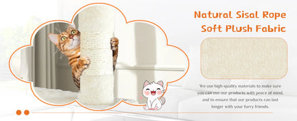 54in Tall Multi-Level Cat Tree Tower for Indoor Pet Furniture Stable Kitty Play House with Sisal Scratching Post