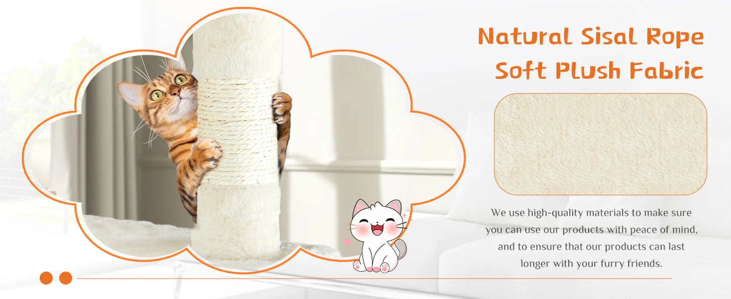 54in Tall Multi-Level Cat Tree Tower for Indoor Pet Furniture Stable Kitty Play House with Sisal Scratching Post