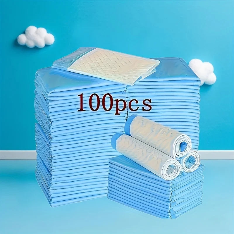 100Pcs Super Absorbent Disposable Pet Urine Pads for Large Breeds Potty Training, Travel - Ideal for Dogs, Puppies, Cats
