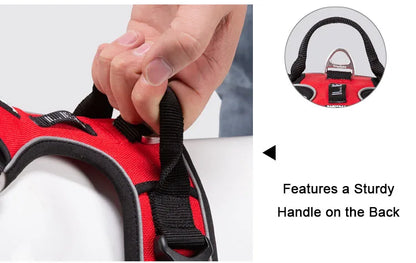 Reflective Nylon Dog Harness, No Pull Adjustable Medium & Large Dogs