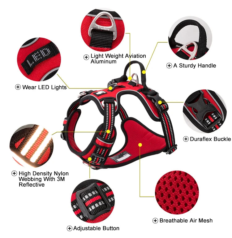 Reflective Nylon Dog Harness, No Pull Adjustable Medium & Large Dogs