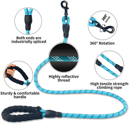 Pet Leash Reflective Strong Dog Leash 1.5M Long with Comfortable Padded Handle
