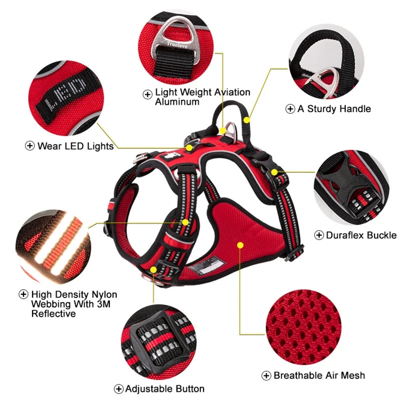Reflective Nylon Dog Harness, No Pull Adjustable Medium & Large Dogs