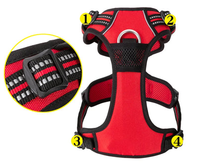 Reflective Nylon Dog Harness, No Pull Adjustable Medium & Large Dogs