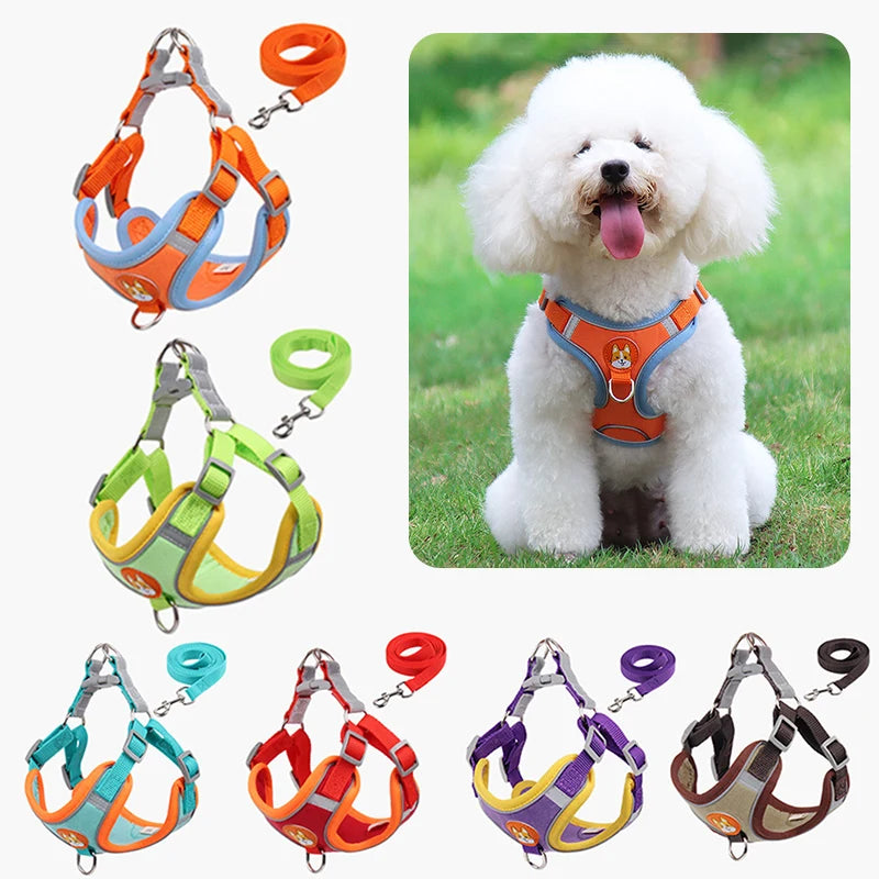 New Pet Dog Harness Leash Set, Reflective Adjustable Puppy harness,Walking or Running Harness For Small or Meduim Dogs