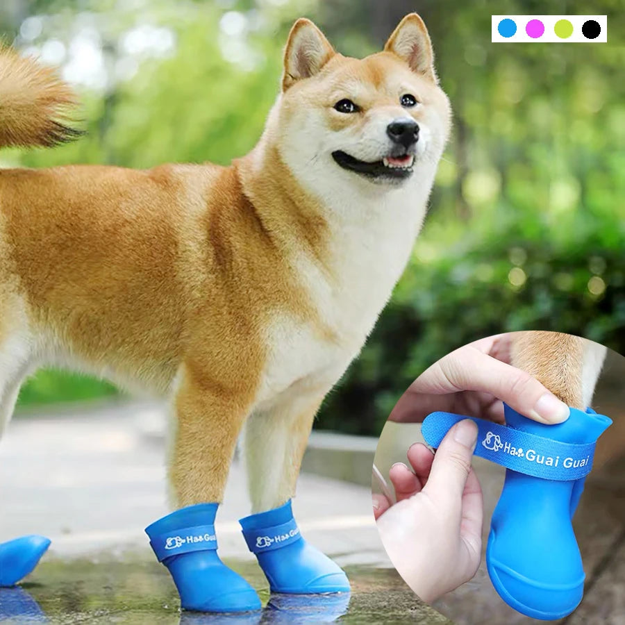 Pet Dog Rainshoes Waterproof Silicone Dog Shoes Anti-skid Boots For Small, Medium & Large Dogs or Cats