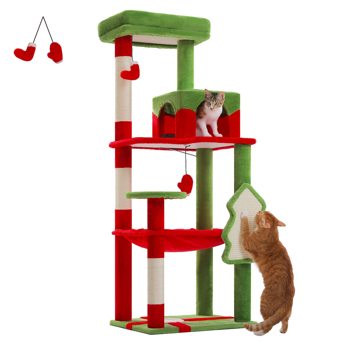 Cat Tree for Indoor Cats 5-Level Cat Tower for Large Cats with Large Hammock Sisal Covered Scratching Posts