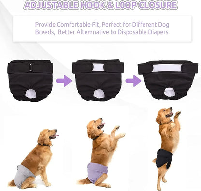 Reusable Female Dog Diapers, High Absorbent Pet Panties for Small - Large Female Dogs