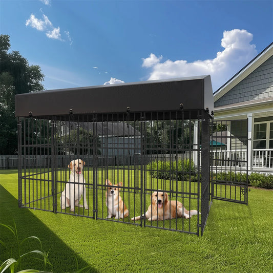 Heavy Duty Kennel, Welded Metal Playpen 64.9”, Large Animal Cage for Outdoor And Indoor Use