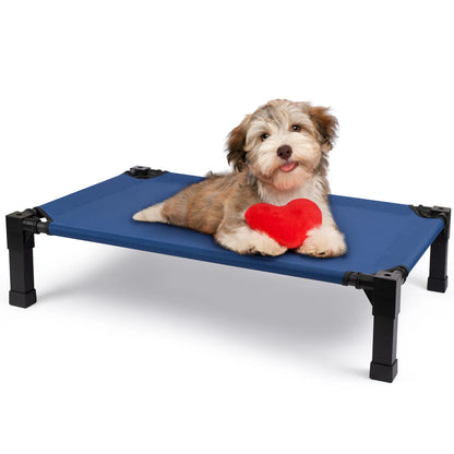 Elevated Dog Bed, Cooling Raised Pet Cot with Chew Proof Washable Breathable Mesh and Metal Frame, Portable