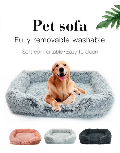 Thickened orthopedic dog bed for large dogs - egg sponge, easy to remove and wash plush cover