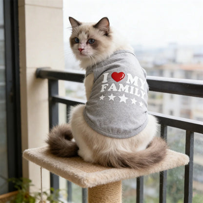 1pc I LOVE MY FAMILY printed pet vest, Spring new classic letters printed pet sleeveless T-shirt,Dogs and Cats