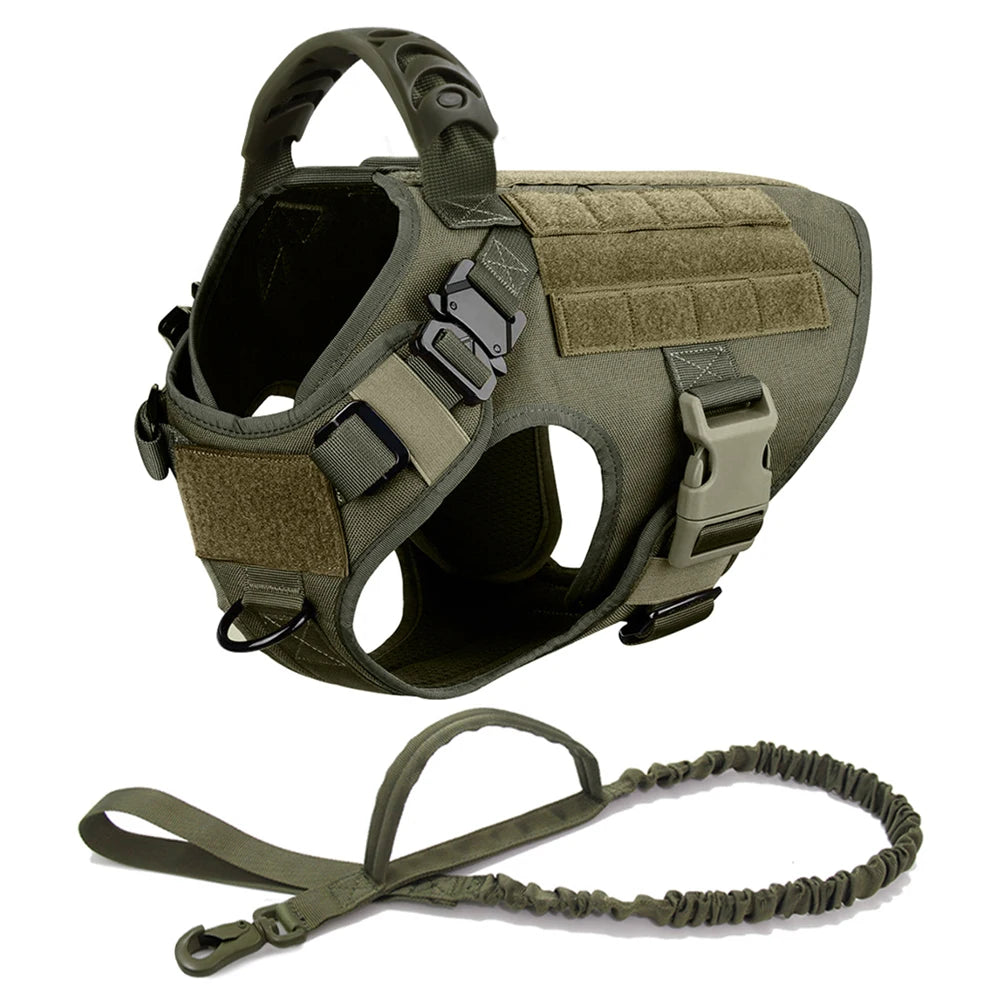 Tactical Dog Harness Leash Set for Large Dogs, Military Harnesses for Training Walking Hunting