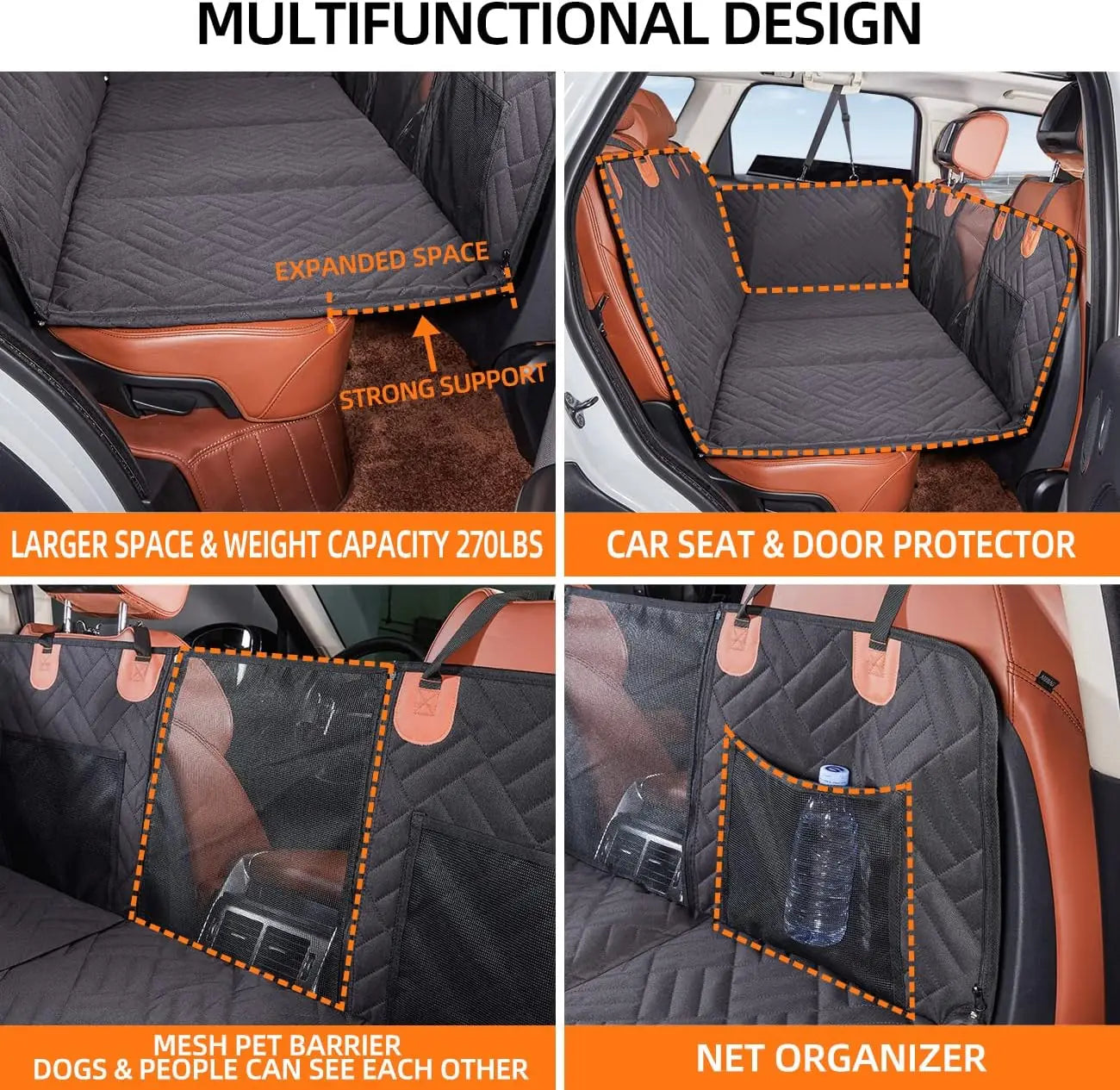 Back Seat Extender,Dog Seat Cover for Back Seat,Hard Bottom Car Seat Cover