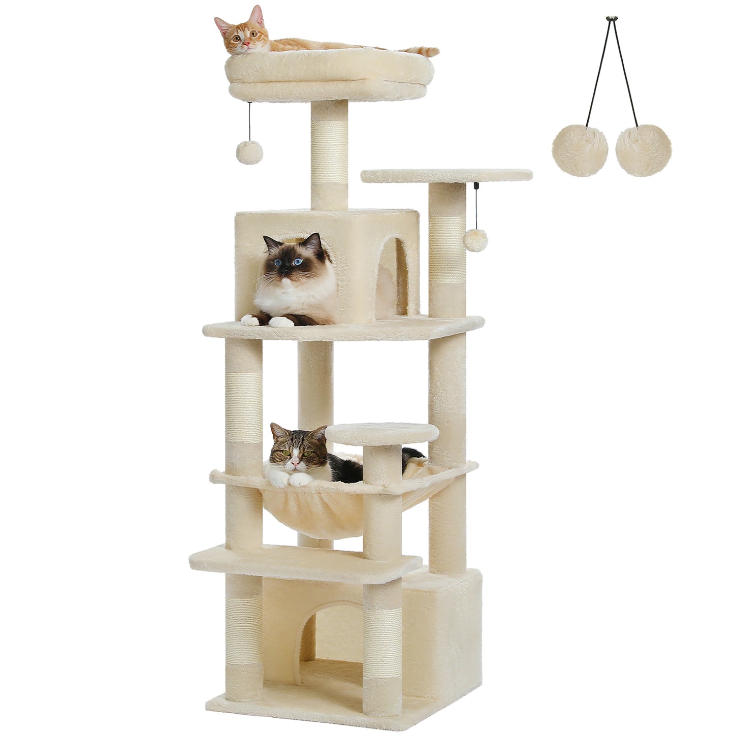 Large Cat Tree and Tower for Indoor Cats With Sisal-Covered Scratching Posts Spacious Hammock Padded Perches and Condos