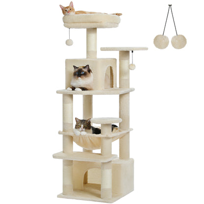 Large Cat Tree and Tower for Indoor Cats With Sisal-Covered Scratching Posts Spacious Hammock Padded Perches and Condos