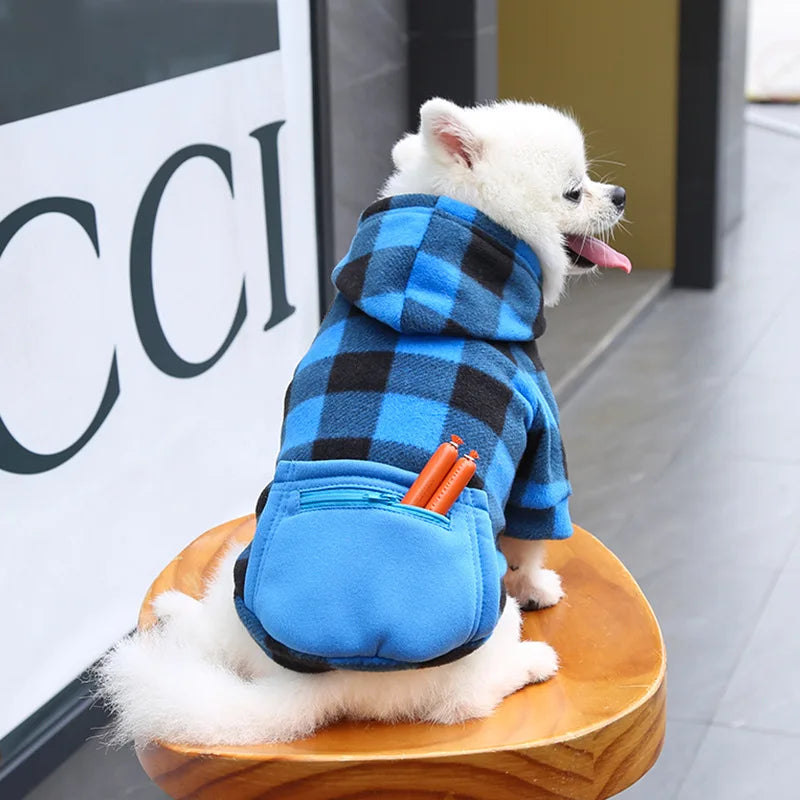 Dog Winter Coat, Pet Jacket Plaid Reversible  for Small, Medium or Large Dogs