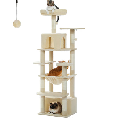 Large Cat Tree and Tower for Indoor Cats With Sisal-Covered Scratching Posts Spacious Hammock Padded Perches and Condos