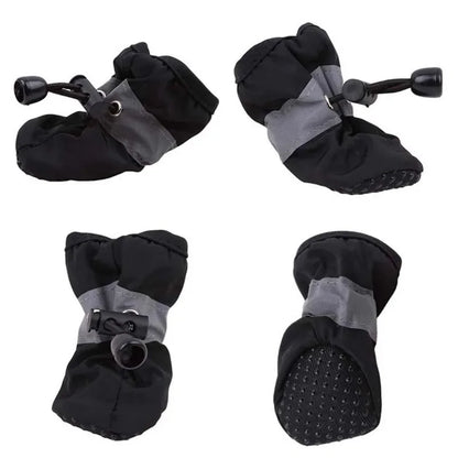 4pcs Dog or Cat Soft-Soled Shoes Waterproof Pet Dog Shoes Anti-Slip Rain Snow Boots Footwear