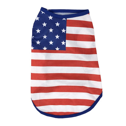 Summer Cool Clothes Mesh Breathable Vest For Small Dogs & Cats, Independence Day Pet T-shirt
