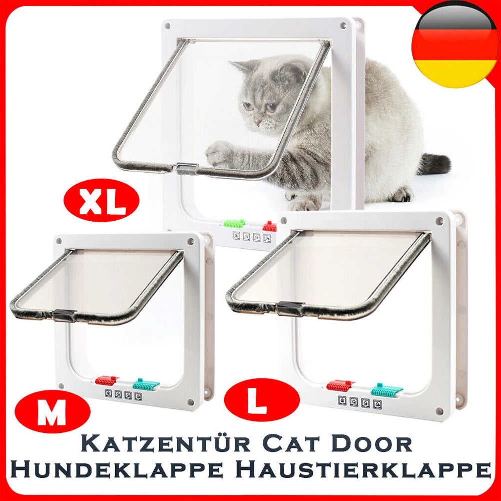 Puppy or Kitten Safety In&out Pet Door with 4 Way Security Lock Dog Cat Flap Door Cat Puppy Safety Gate Pet Doors and Sliding Door