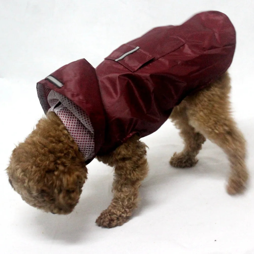 Dog Raincoat Waterproof Hoodie Jacket Rain Poncho Pet Rainwear with Reflective Stripe Outdoor Dogs