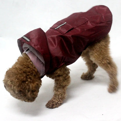 Dog Raincoat Waterproof Hoodie Jacket Rain Poncho Pet Rainwear with Reflective Stripe Outdoor Dogs