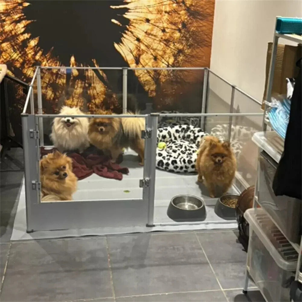 1Pc Large Acrylic Dog Playpen Cage  with Waterproof Fertility Pad