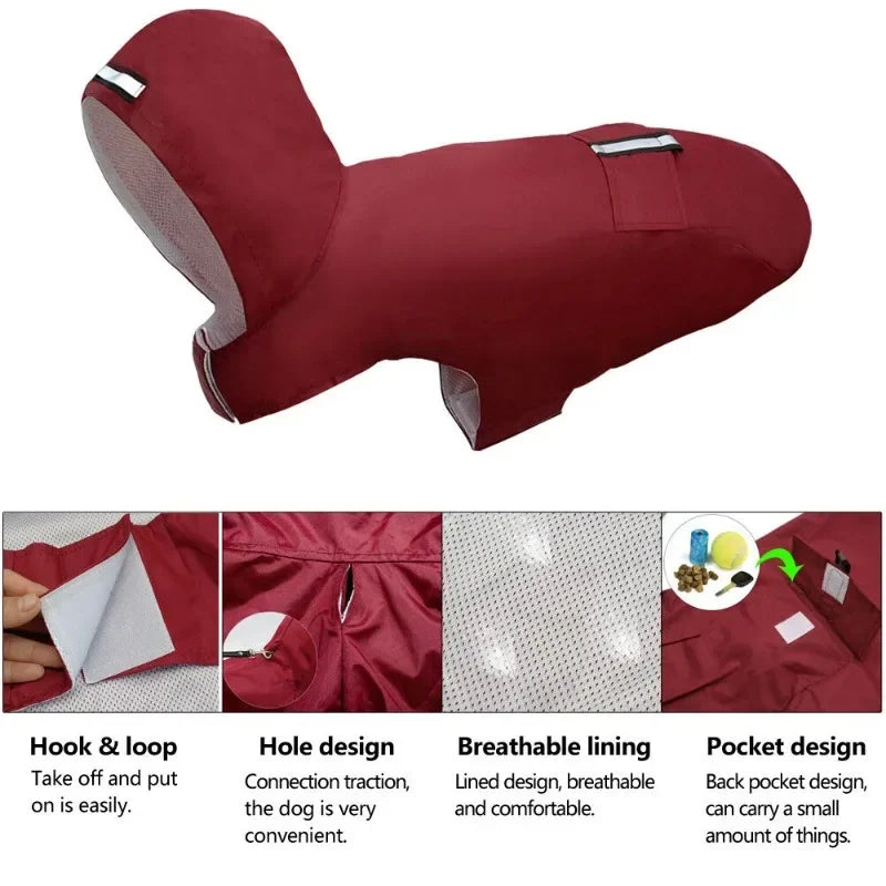 9 Sizes, Dog Raincoat Small, Medium and Large Dogs, Waterproof Hooded Rain Jacket