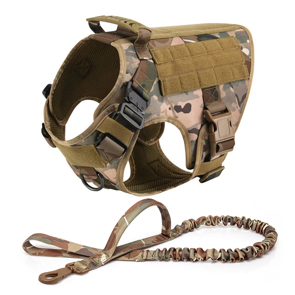 Tactical Dog Harness Leash Set for Large Dogs, Military Harnesses for Training Walking Hunting