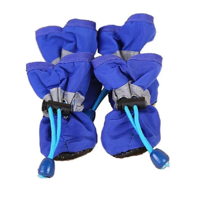 4pcs Dog or Cat Soft-Soled Shoes Waterproof Pet Dog Shoes Anti-Slip Rain Snow Boots Footwear