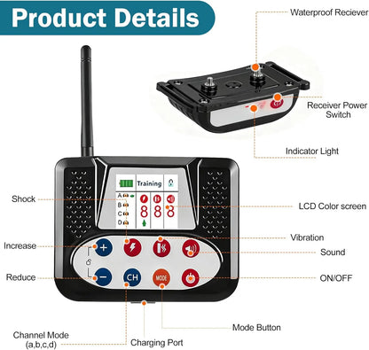 Wireless Dog Fence System, Invisible Fence with Shock/Vibration, Waterproof Adjustable Collar for Outdoor Safety