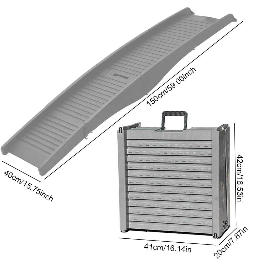 Folding Portable Pet Stair Ramp Non-Slip Rug Surface Dog SUV & Truck Ramp 59x15.8 Inch