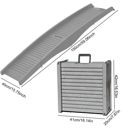 Folding Portable Pet Stair Ramp Non-Slip Rug Surface Dog SUV & Truck Ramp 59x15.8 Inch