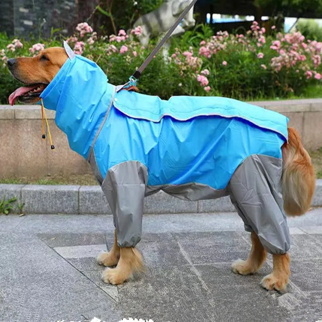 Medium - Large Dog Raincoat, Waterproof, Four Corner Hooded Jacket Poncho