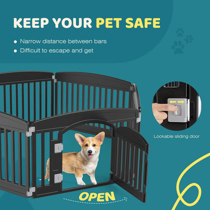 Plastic Dog Playpen, 6 Panel, 24IN Expandable Durable Pet Fence for Medium Dogs Indoor / Outdoor, Folding Portable Puppy Playpen