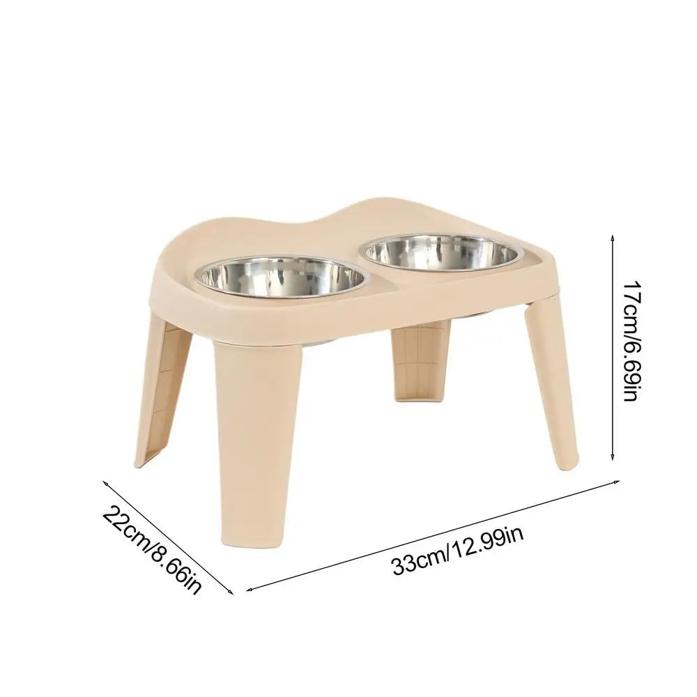 Elevated Dog Feeder, foldable Raised Stand with Double Stainless Steel Food Water Bowls for Small Medium Large Dogs