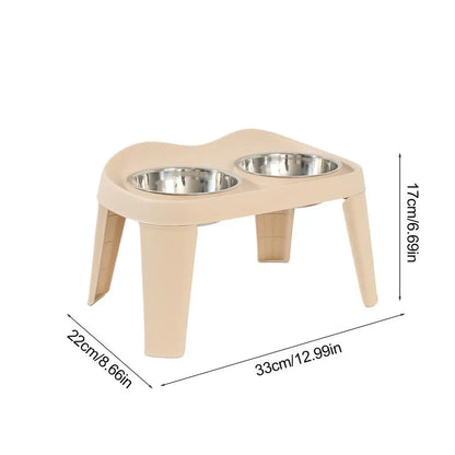 Elevated Dog Feeder, foldable Raised Stand with Double Stainless Steel Food Water Bowls for Small Medium Large Dogs